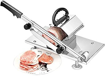 Samnuerly Manuelle Fleischschneidemaschine Slicer Home Meat Machine Commercial Fat Hammel Roll Gefrorener Fleischwolf Hobelmaschine for Küche (Color : Silver Size : 45x17x33cm) (Silver 45x17x33cm)