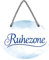 Ruhezone Schild - Hängeschild mit Kordel und Saugnapf - Wanddeko oder Türdeko für Balkon Terrasse Gartenlaube Lieblingsplatz Spa Badezimmer Sauna - 18x12cm
