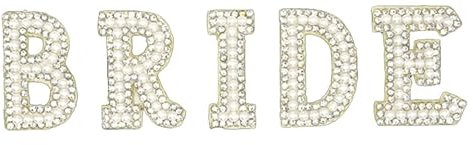 ZZLBZN Iron on Letters for Clothes Bride Letters, Bride Bling Diamond Pearl Letter Bride Rhinestone Iron on Patches Letter Sew On Patches for Clothing Hats Shoes DIY Art Crafts Supplies