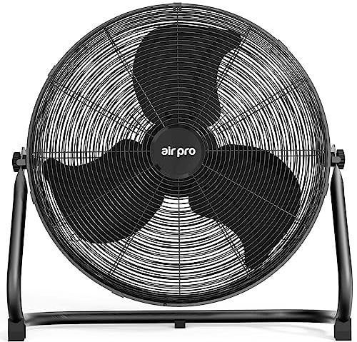 Air Pro 20 Floor Fan - Powerful Air Cooling & Circulating Fan with 3 Speed Setting & Adjustable Tilt - Indoor Home, Office, Gym Fan Quiet Portable Electric Fan with Metal Blade & Body 1.6m Long Cable