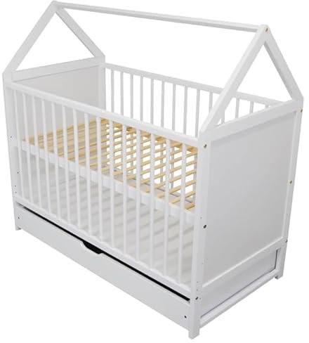 Need Sleep Hausbett Babybett 60x120 cm höhenverstellbar mit Schublade