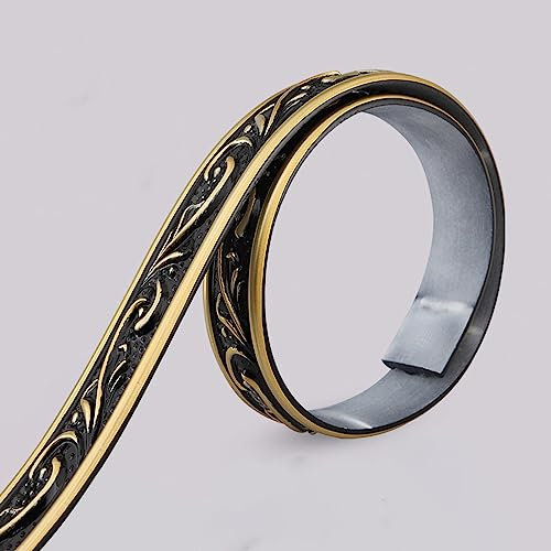 Guest Ruyunlai Bordüre selbstklebend 6- schwarzes Gold 2.6 x 500 cm zum Aufkleben für Wohnzimmer Küche Badezimmer Tapetenrahmen Abnehmbare Wasserdicht Bodenleiste Verdicken PVC Dekorative Bordüre