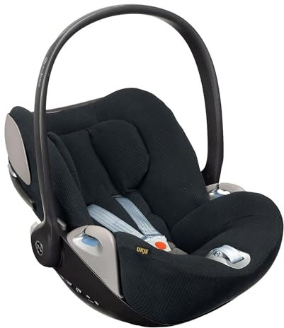 Ukje - Cybex Cloud Z Sommerbezug - Perfekte Passform - Handgefertigt in Europa - Dickes atmungsaktives Baumwollgewebe - Sommerbezug Cybex - Reduziert das Schwitzen und hygienisch… (Schwarz Waffel)