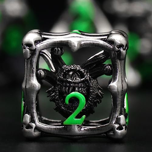 Beholder Würfelset, DND Würfel Metall Dice Set, ZHOORQI W20 Würfel Polyedrische Würfel für Dungeons and Dragons, D&D Spielwürfel Geschenk(Eye-Green Number)