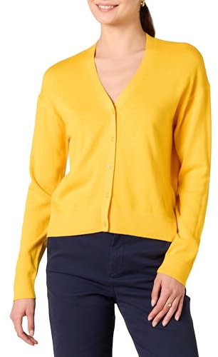 Amazon Essentials Pull Cardigan Léger Femme, Jaune Doré, S