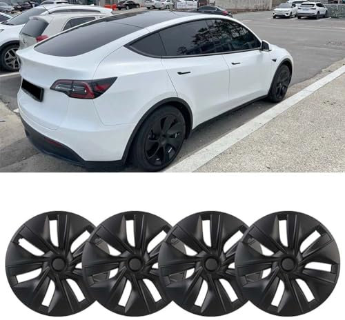 4 stücke Auto Rad Hub Kappe 19 Zoll Volle Abdeckung Radkappe Carbon Faser Dekorative Automotive Zubehör Für Tesla Modell Y 2021 2022 2023