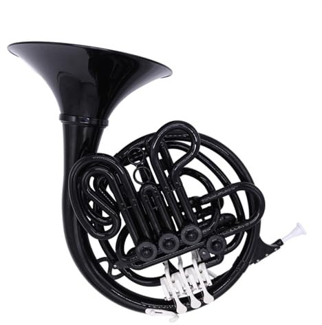 Professionelle Waldhorn Zweireihiges ABS-Waldhorninstrument Mit 4 Tasten Für Erwachsene, Bb/F-Ton, Schwarzes Kunststoff-Waldhorn Mit Zubehör