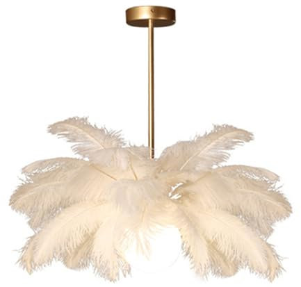 Jadssox Feder-Deckenleuchte, moderne Kronleuchter, Deckenleuchte, goldfarbenes Metall, nah an der Decke, Beleuchtungskörper, romantische Luxus-Pendelleuchte, E27-Hängelampen für Schlafzimmer, Wohnzimm