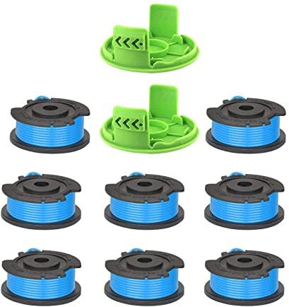 Greenworks G24LT Bobine de fil pour débroussailleuse Greenworks G24LT, G24LTK2, G24LT30M, G24LT30M, G24LT30MK2 (8 bobines + 2 couvertures)