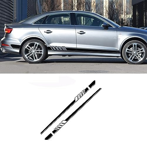 LeLeD Karosserie Kofferraum Dekoration Aufkleber Taille Linien Aufkleber Tür Seitendekor Aufkleber für Audi A3 8P 8V A4 B6 B8 B7 A6 C5 C6 C7 Q5 Q7 TT,A-Black