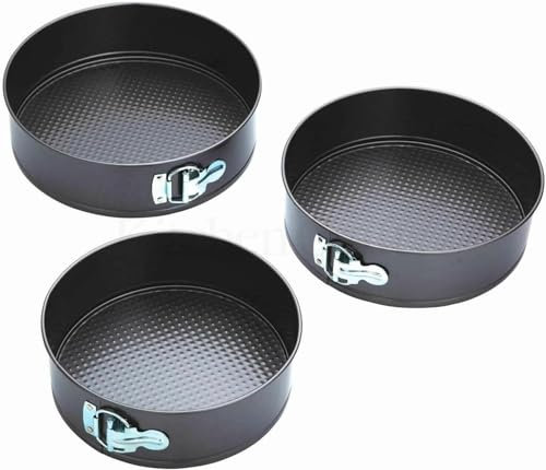 3 Pack Non-Stick Baking Springform Round Cake Tin Tray Pan Set Kit Spring Loaded | 3 Piece Non-Stick Pans | Springform Pan Set