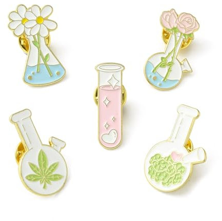 UR URLIFEHALL 5 Pcs 5 Styles Cartoon Enamel Pins Set Science Enamel Brooch Pins Chemistry Pin Badges for Clothing Bags Backpack Crafts
