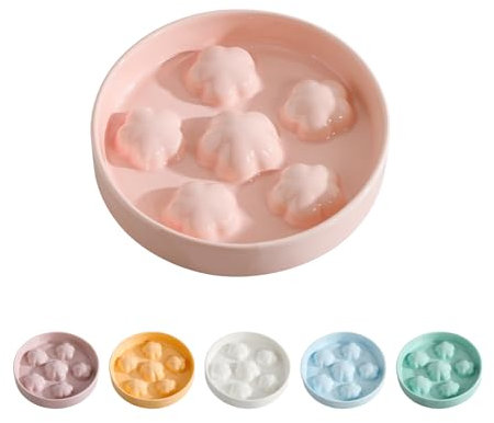Gamelle Anti Glouton Chat Céramique - Gamelle Chat pour Alimentation Lente de Style Pastel - Bol Nourriture Chat Anti Vomissement - Écuelle pour Chat avec Labyrinthe Interactif - Rose - 16 x 3 cm