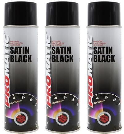 PROTOUCH 3x Promatic Satin Black Spray Paint, 500ml, Fast Drying, Weather/UV Resistant, Scratch/Impact Resistant