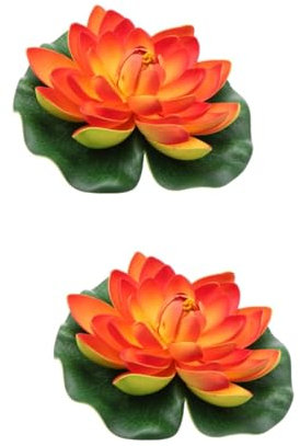 STOBAZA 2 Stück Künstliche Schwimmende Seerose Für Teichwasser Schwimmender Schaum Lotus Ornament Realistische Seerosenblätter Aquarium Künstlicher Brunnen Künstlicher Lotus