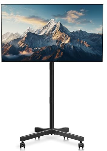 XINLEI Mobile TV Stand with Wheels for Most 21-60 Inch Flat/Curved Screens TVs, Height Adjustable Rolling TV Cart, up to 35kg, Max VESA 400x400, ML55SE