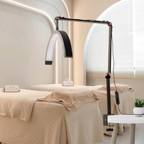 Lampe LED Demi-Lune pour Extension De Cils et Onglerie - Lampe Sur Pied Professionnelle pour Le Soin Des Yeux (Noir)