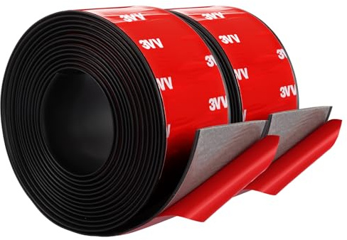 LOPYXBR 2 Roll Rubbers Strip Adhesive 50mm(W) x2mm(T) x3m(L) Rubber Tape Self Adhesive Neoprene Rubber Sheet 2mm for DIY, Crafts, Pads, Flooring Protection (Total Length: 6m/19.69ft)