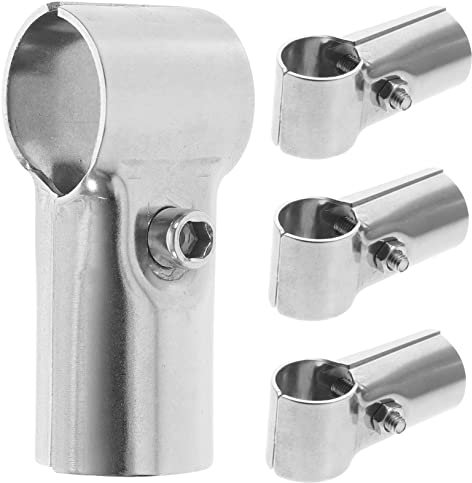 HOMOCONO 4pcs Chain Fence Clamps Panel Clamp Pipe Clamp Shelf End Rail Bracket Chain Link Fence Chain Clamp Chain Fencing Parts Small Clamp Tube Connector Clip Stainless Steel Silver