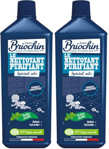 JACQUES BRIOCHIN - Nettoyant Purifiant Spécial Sols - Formule Concentrée - Parfum Menthe - Ecocert - 100% d'Origine Naturelle - Fabrication Française - 1L