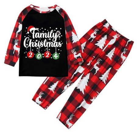 CCOOfhhc Weihnachtspyjama Paare, Weihnachten Pyjama Kuschelig Passendes Weihnachten Schlafanzug Paar Set Für Damen Herren Kinder Baby Baumwolle Tops+Hosen Plaid Sleepwear Kinder(White,3 Jahre)