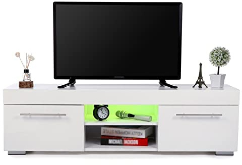 Mueble de TV Soporte de TV moderno de almacenamiento grande con luces LED Mesa de consola de centro de entretenimiento de 51 pulgadas for sala de estar, dormitorio Mueble de TV Para Sala De Estar