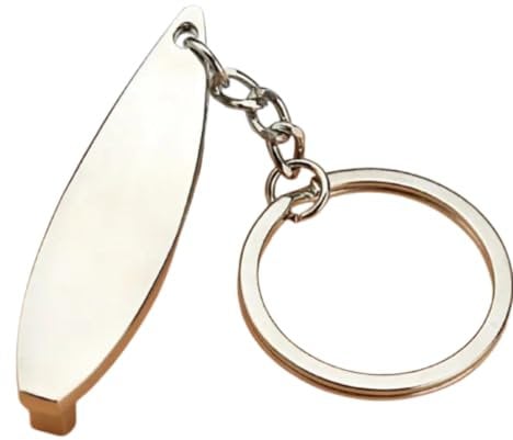 Sportigo ® Surfbrett Schlüsselanhänger mit Flaschenöffner in der Farbe Silber/Flaschen Öffner Anhänger/Surfen Surfer Strand Meer Urlaub Wassersport Sonne Geschenk Geschenkidee
