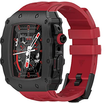 EPANO Kit de modificación de lujo, para Apple Watch Band Case 8 7 45 mm, marco de metal con bisel de flúor, correa de reloj, para iWatch SE 6 5 4 4 44 mm, 44MM, Ágata
