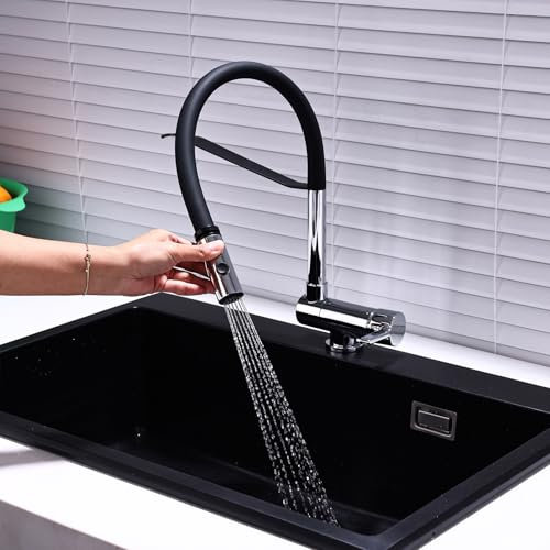 Rubinetto Sottofinestra con Doccetta Cromato Rubinetti Per Lavelli da Cucina Abbattibili Miscelatore Lavello Cucina Flessibile con 2 Tipi di Spruzzo