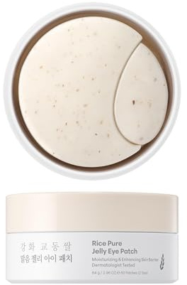 THANKYOU FARMER Rice Pure Jelly Eye Patch 60 Patches - Augenpads Gegen Augenringe, Under Eye Patches, Niacinamide, Vegan, Hydrogel Patch, Korean Rice Extract, Dermatologist Tested