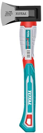 TOTAL - Hache avec Manche en Fibre, Lame en Acier au Carbone, Prise en Main Confortable et Coupe précise, pour Bricolage, Camping et Jardinage, Poids : 800 g