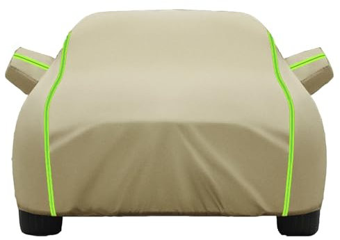 Autoabdeckung Outdoor für 𝖵W 𝖯olo IV 9N 2005-2009 Hecktürmodell Auto Abdeckplane Wasserdicht Allwetter UV,Schneesicher,Sonne,Staubdicht Autoplane mit Reißverschluss und Reflektierende Streifen,Khaki