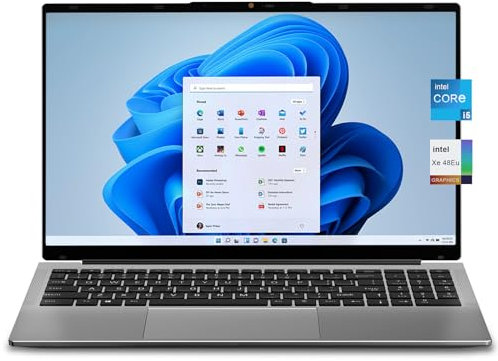 jumper 2025 Laptop, Intel i5-12450H 8-Core Processor(Up to 4.4GHz), 16GB DDR4 512GB NVME SSD, 15.6 FHD IPS Screen, 62.7Wh Battery, WiFi-6, Bluetooth5.1, USB3.2, 2 Memory Slots.