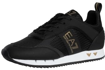 EA7 Men's Carbon Mesh Logo Trainers, Black/Gold/White
