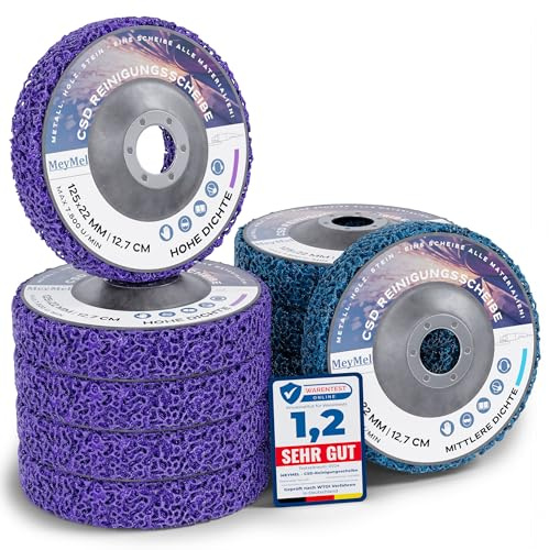 MeyMel® 10 Stück Premium CSD Scheibe 125mm 5x Lila 5x Blau | Hochleistungs- & Bruchsichere Reinigungsscheibe | Für Winkelschleifer 125mm | Rostentferner für Flex | Holz Metall Stein Beton