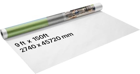 VEVOR House Wrap, 9 x 150 ft, 0.13 mm Thick Vapor Barrier, Heavy Duty Plastic Sheeting for Tear-Resistant, Drop Cloth Vapor Barrier Covering for Residential & Commercial Construction, White