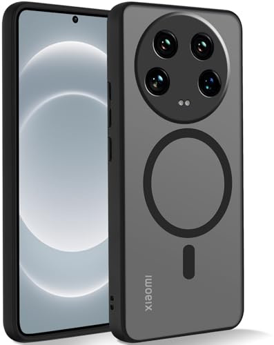 Coiwxmoi Magnetisch Hülle für Xiaomi 14 Ultra 6.73, Kompatibel mit Magsafe, Matt Transluzente Handyhülle Anti-Fingerabdruck PC Rückseite + TPU Silikon Schutzhülle für Xiaomi 14 Ultra, Schwarz