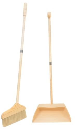 Beaupretty Set De Escoba Y Recogedor De Madera Escoba con Recogedor con Cerdas Suaves para Limpieza del Hogar Interior Y Exterior Mango ErgonóMico Ligero