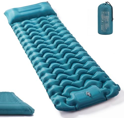 COVACURE Camping Mat - 3.9 Thick Sleeping Mats Camping with Built-in Foot Pump, Ultralight & Compact Inflatable Mattress with Pillow for Backpacking, Hiking, Outdoor
