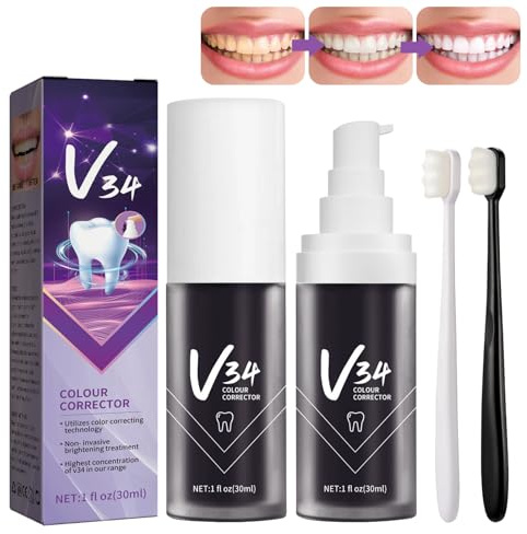 2 Stück 30ml Lila Zahnpasta Weisse Zähne Lila Zahnpasta Mit 2 Zahnbürsten Zahnfleckenentfernung Effektive Reinigung Eine Natürliche Zahnaufhellung&frischer Atem Für Gelbe Zähne