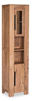 Woodkings® Hochschrank Auckland Echtholz Akazie Badhochschrank massiv Badmöbel Badezimmer Badezimmerhochschrank Badschrank Bad Wandschrank Massivholz
