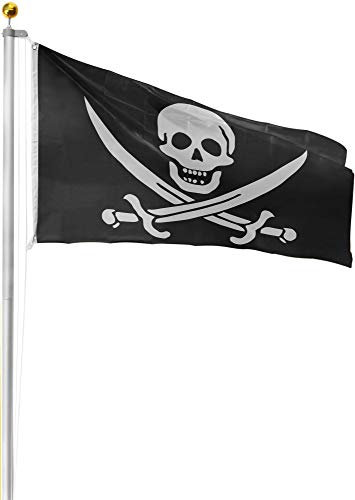 normani Aluminium Fahnenmast 6,20 6,80 oder 7,50 m Höhe inklusive Piratenflagge Totenkopf Fahne (90 x 150 cm) Farbe Totenkopf mit Säbeln Größe 7.50 Meter