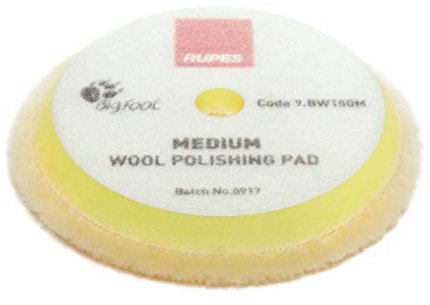 Rupes Bigfoot, Gelbe Woll Pads Medium, 130/150 mm, 2 Stück für Mille LK900, LHR15, LHR12 und Rotations Polierer
