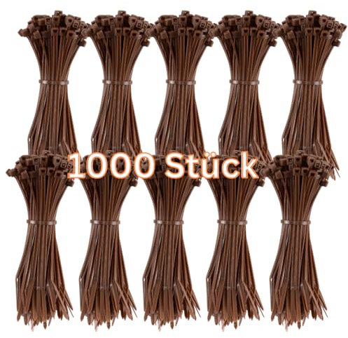 Gocableties - Fascette Plastica Marroni - 200 mm x 4,8 mm - 1000 Pezzi - Fascette Elettricista