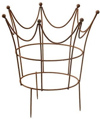 Rankgitter Rankhilfe Krone Rankgerüst Metall Eisen Rost Deko Staudenhalter rund (63cm breit)