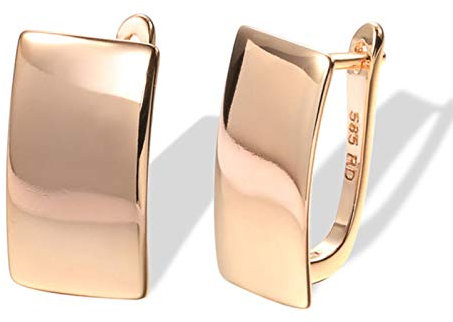 QIN Orecchini a Sospensione Lucida di Moda Orecchini in Oro Rosa Semplici Orecchini Quadrati per Le Donne con Gioielli squisiti quotidiani di Alta qualità