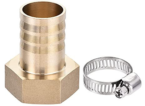sourcing map Raccord de tuyau cannelé en laiton 25 mm x G1 femelle avec collier de serrage en acier inoxydable