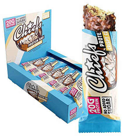 Chiefs High Protein Riegel - 20 g Protein, der köstliche Snack ohne Zuckerzusatz - 12 x 55 g Eiweißriegel ohne Palmöl - Crispy Cookie