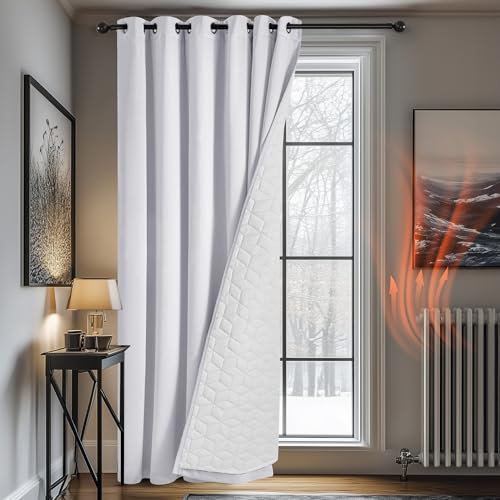 Deconovo Vorhang Verdunklungsvorhang Gardinen mit Ösen Winter Schwerer Kälteschutz Vorhänge Thermo Wärmeisolierend Tür Winddicht Raumtrenner, 280x200(HöhexBreite), Silber Grau, 1 Stück
