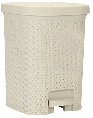 JMS we create smile Plastic Pedal Bin 7l Litre Beige Rubbish Bin Dustbin Plastic Trash Bin (With Removable Inner Bucket)